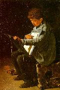 Francois Bonvin Seated Boy with a Portfolio oil painting